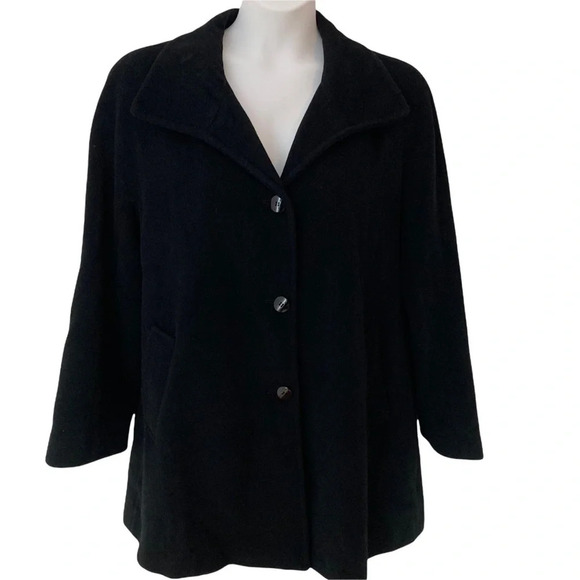 Company Ellen Tracy Black Wool/Angora Blend Coat Sz: 16 - Picture 1 of 10